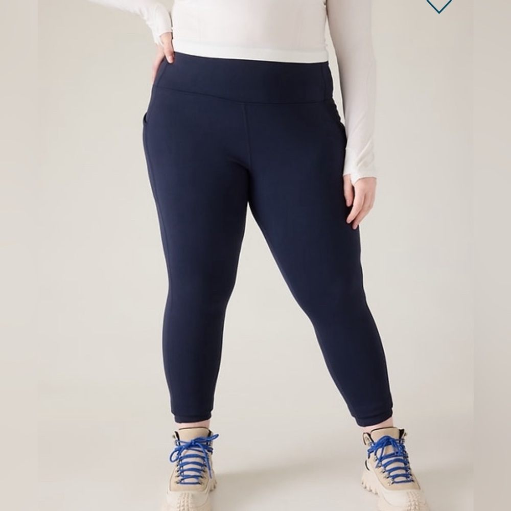 Athleta Stash High Rise Polartec Power Stretch Tights in Navy Blue| Size: 1X